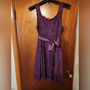 BeryLove Plum Floral Short Cocktail Dress with Pockets